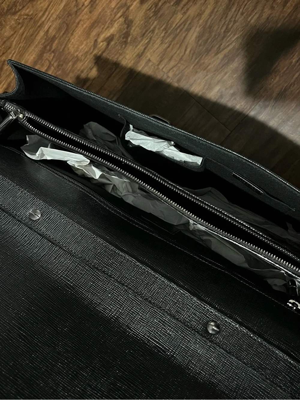 Burberry Black Textured Leather Briefcase - Double Buckle Professional Bag